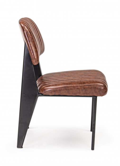 Scaun Nelly, Otel/Piele sintetica/Spuma, Maro/Negru, 60x59x84 cm [5]