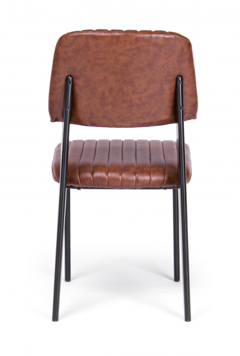 Scaun Nelly, Otel/Piele sintetica/Spuma, Maro/Negru, 60x59x84 cm [4]