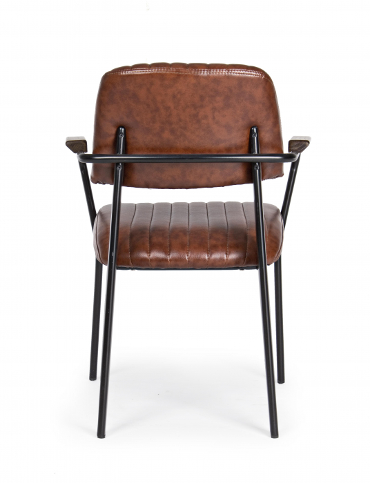 Scaun Nelly, Otel/Piele sintetica/Spuma, Maro/Negru, 60x63x84 cm [3]