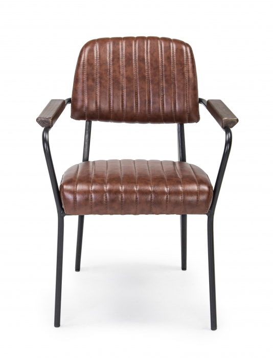Scaun Nelly, Otel/Piele sintetica/Spuma, Maro/Negru, 60x63x84 cm [2]