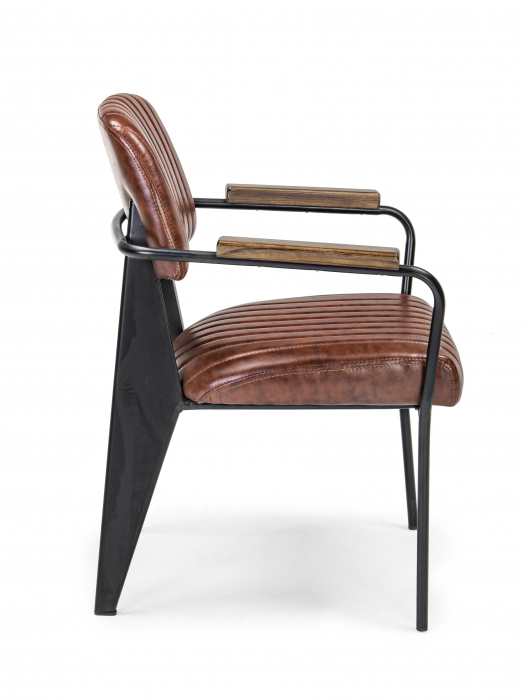 Scaun Nelly, Otel/Piele sintetica/Spuma, Maro/Negru, 60x63x84 cm [4]