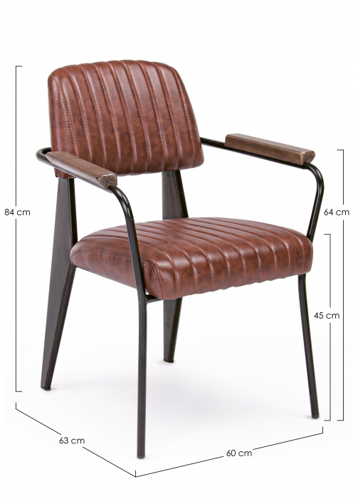 Scaun Nelly, Otel/Piele sintetica/Spuma, Maro/Negru, 60x63x84 cm [5]