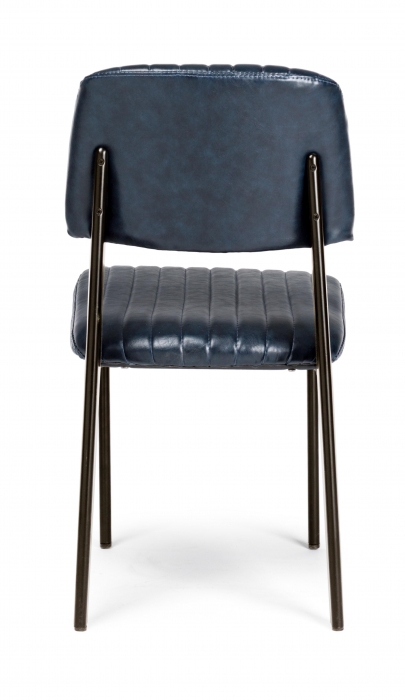 Scaun Nelly, Otel/Piele sintetica/Spuma, Negru/Albastru, 60x59x84 cm [3]