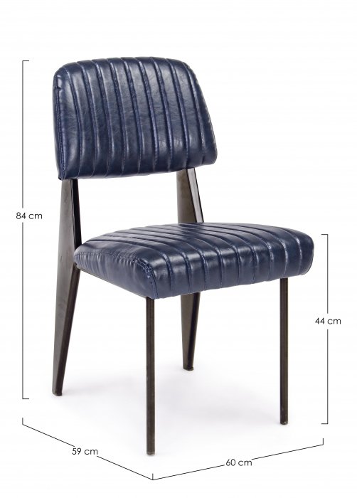 Scaun Nelly, Otel/Piele sintetica/Spuma, Negru/Albastru, 60x59x84 cm [6]