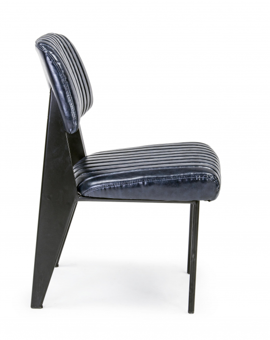 Scaun Nelly, Otel/Piele sintetica/Spuma, Negru/Albastru, 60x59x84 cm [5]