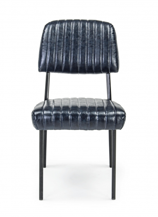 Scaun Nelly, Otel/Piele sintetica/Spuma, Negru/Albastru, 60x59x84 cm [4]