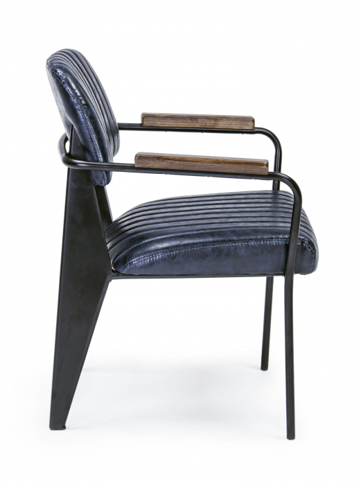 Scaun Nelly, Otel/Piele sintetica/Spuma, Negru/Albastru, 60x63x84 cm [7]