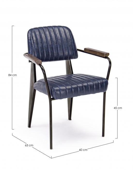 Scaun Nelly, Otel/Piele sintetica/Spuma, Negru/Albastru, 60x63x84 cm [5]
