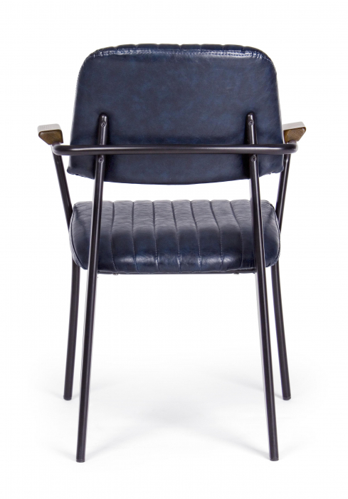 Scaun Nelly, Otel/Piele sintetica/Spuma, Negru/Albastru, 60x63x84 cm [3]