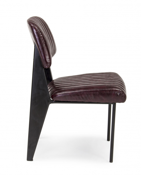 Scaun Nelly, Otel/Piele sintetica/Spuma, Negru/Visiniu, 60x59x84 cm [4]