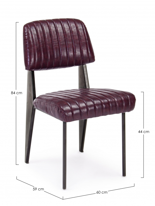 Scaun Nelly, Otel/Piele sintetica/Spuma, Negru/Visiniu, 60x59x84 cm [5]