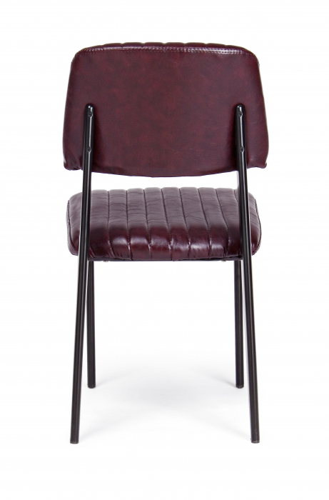 Scaun Nelly, Otel/Piele sintetica/Spuma, Negru/Visiniu, 60x59x84 cm [2]