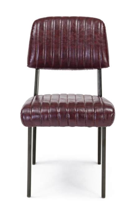 Scaun Nelly, Otel/Piele sintetica/Spuma, Negru/Visiniu, 60x59x84 cm [3]