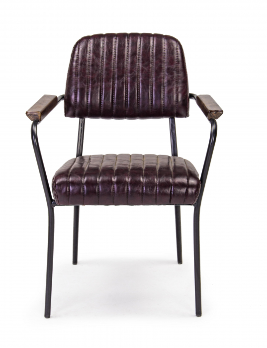 Scaun Nelly, Otel/Piele sintetica/Spuma, Negru/Visiniu, 60x63x84 cm [2]