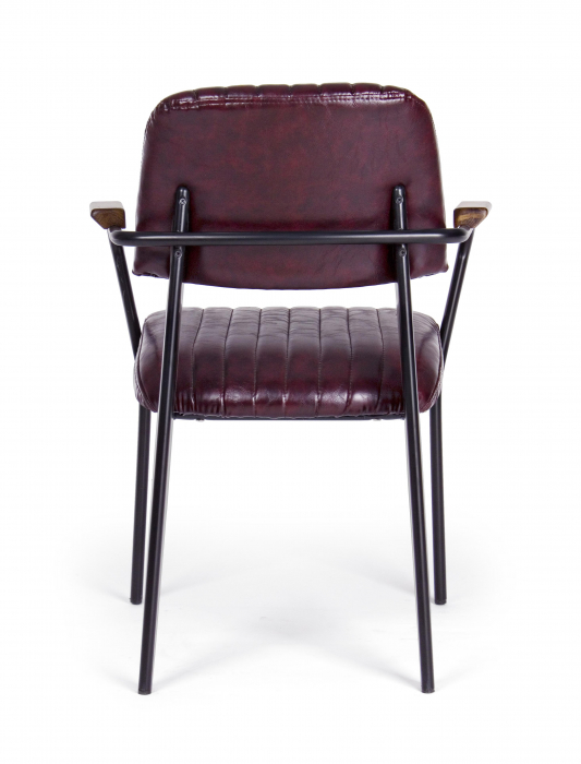 Scaun Nelly, Otel/Piele sintetica/Spuma, Negru/Visiniu, 60x63x84 cm [3]