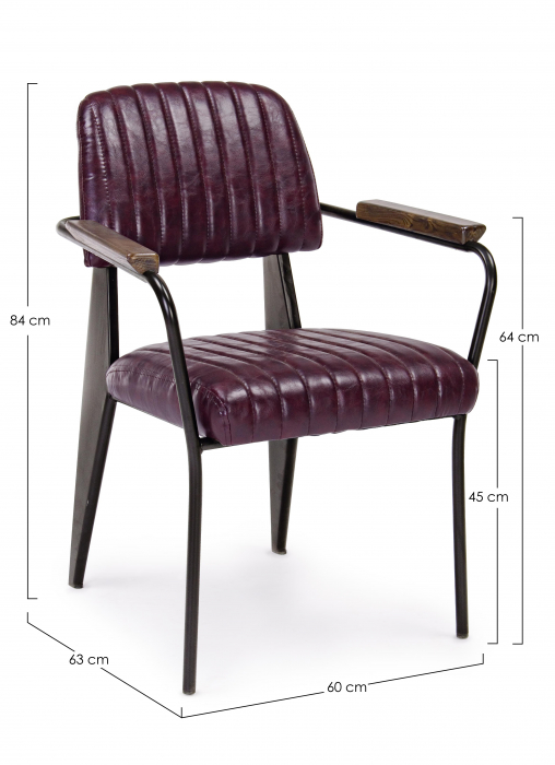 Scaun Nelly, Otel/Piele sintetica/Spuma, Negru/Visiniu, 60x63x84 cm [5]
