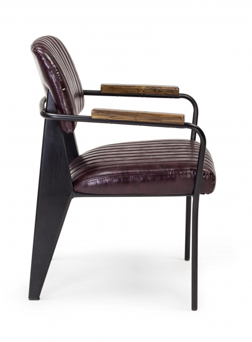 Scaun Nelly, Otel/Piele sintetica/Spuma, Negru/Visiniu, 60x63x84 cm [4]