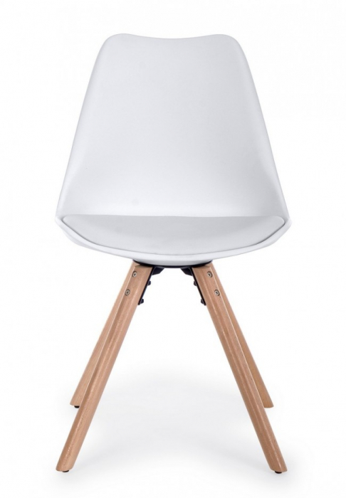 Scaun New Trend, Lemn de fag - Plastic, Alb, 54x49x83.5 cm  [2]