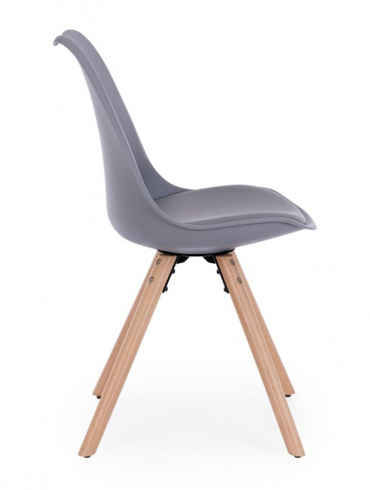 Scaun New Trend, Lemn de fag - Plastic, Gri, 54x49x83.5 cm [4]
