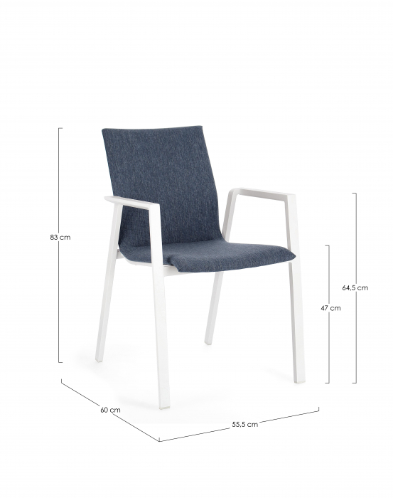 Scaun Odeon, Aluminiu/Poliester, Albastru/Alb, 55.5x60x83 cm [2]