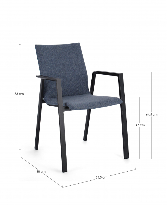 Scaun Odeon, Aluminiu/Poliester, Albastru/Negru, 55.5x60x83 cm [2]