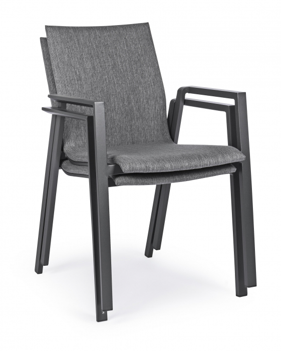 Scaun Odeon, Aluminiu/Poliester/Spuma, Negru, 55.5x60x83 cm [8]