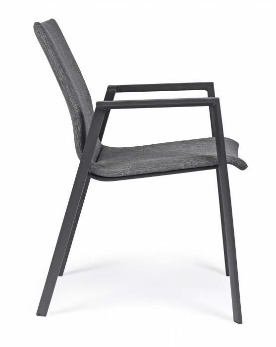 Scaun Odeon, Aluminiu/Poliester/Spuma, Negru, 55.5x60x83 cm [3]