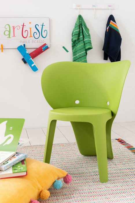 Scaun pentru copii Elephant, Plastic, Verde, 40x48x48 cm