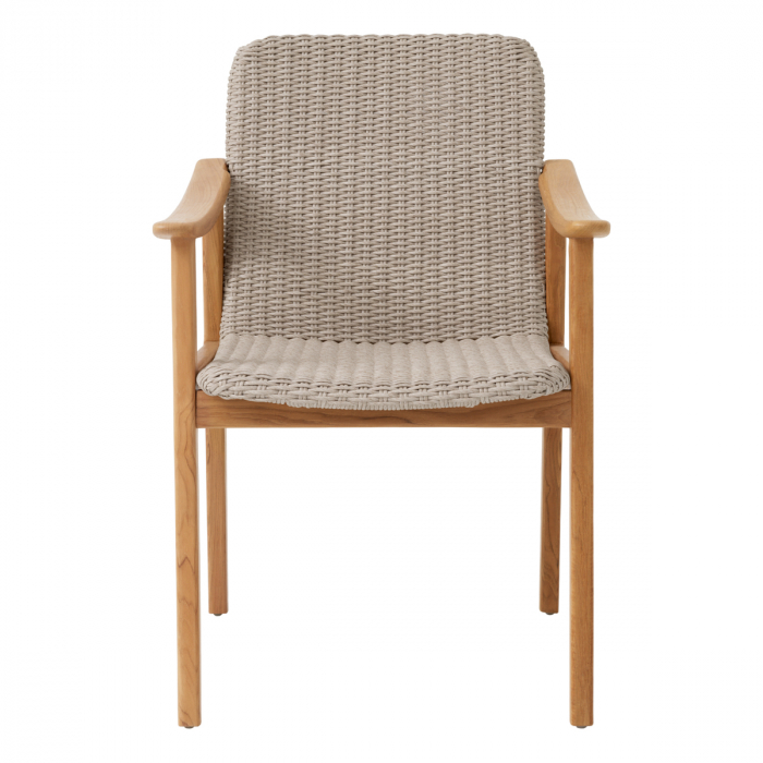 Scaun pentru exterior, Honolulu tec natur, Dims: W. 58.5 | D. 62 | H. 89 | SD. 49.5 | SH. 45.5 | AH. 65  (CM) [3]