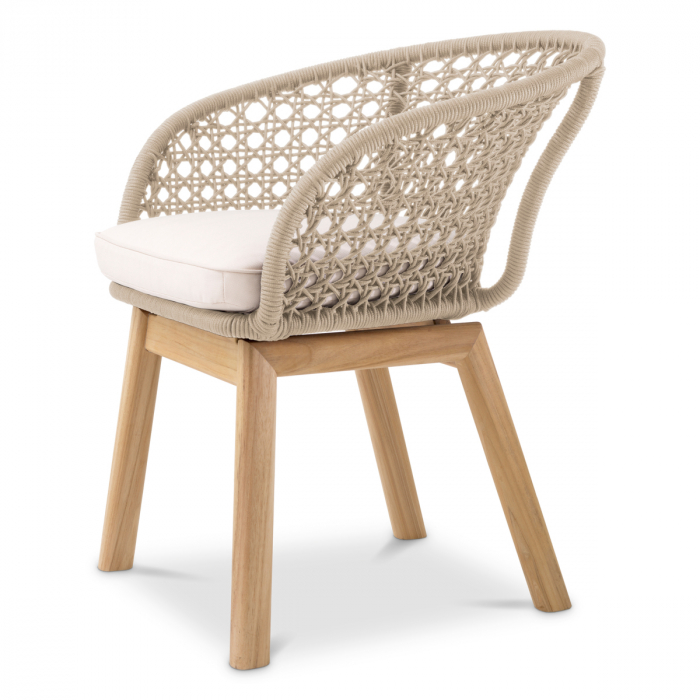 Scaun pentru exterior, Trinity crem, țesătură flores off-white, Dims: W. 64 | D. 60 | H. 78 | SD. 46.5 | SH. 51 | AH. 69  (CM) [5]