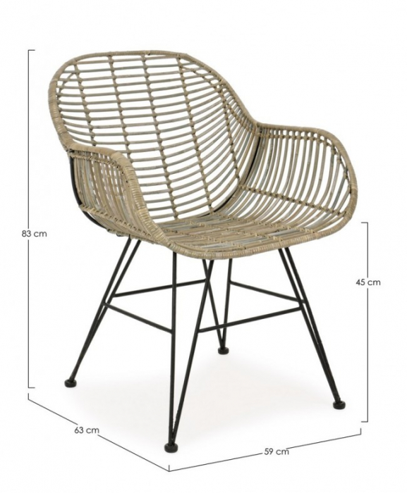 Scaun Raquel, Ratan, Bej, 59x63x83 [2]