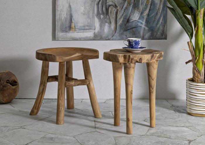 Scaun SEL din tec reciclat 40x32x42 cm (piesa unica) [10]