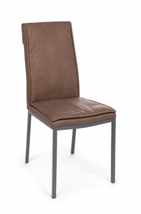 Scaun Sofie, Otel Spuma Piele sintetica Poliester, Maro, 59.5x43x99.5 cm 59.5x43x99.5