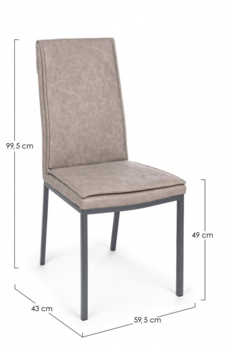 Scaun Sofie, Piele ecologica, Gri, 59.5x43x99.5 [2]