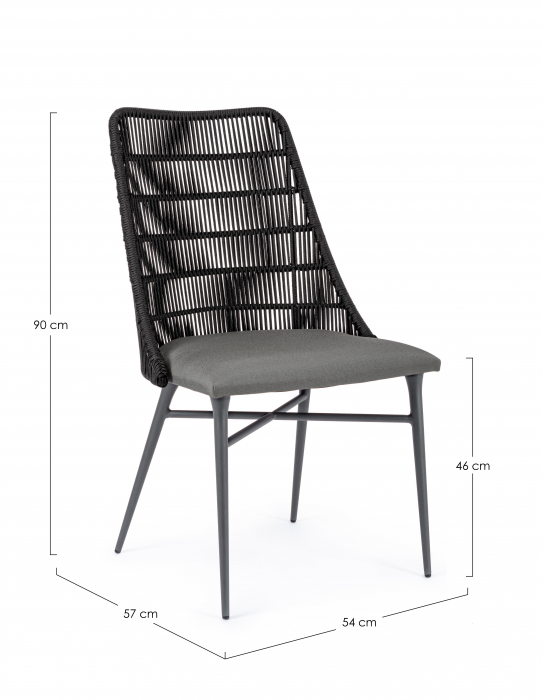 Scaun Tabitha, Aluminiu, Negru/Gri, 57x54x90 cm (gold) [5]