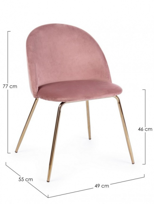 Scaun Tanya, Catifea, Roz, 49x55x77 [2]