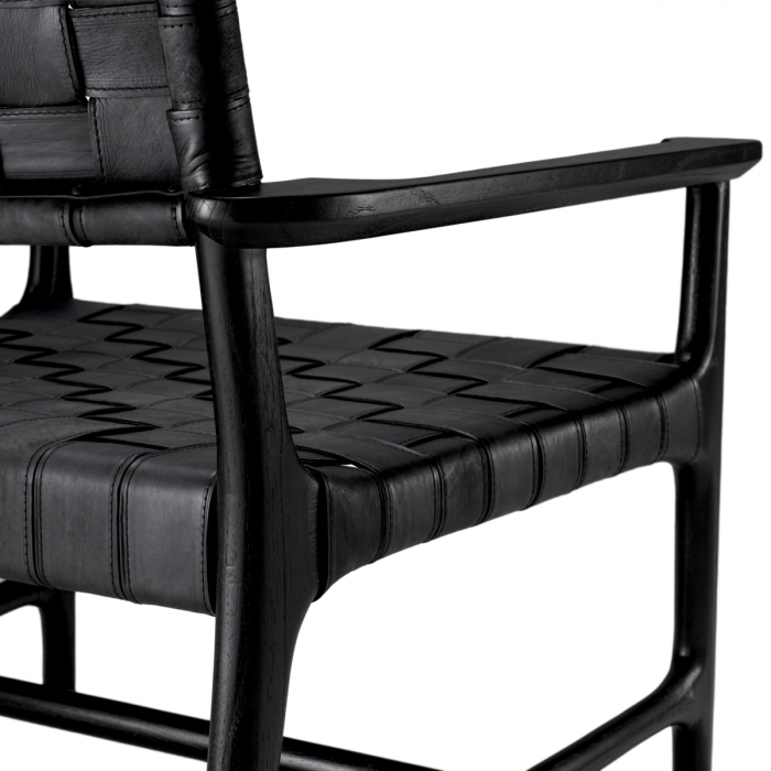 Scaun Tiberio, piele neagra, clasic, negru, Dimensiuni: W. 70 | D. 69.5 | H. 77 | SD. 57 | SW. 56.5 | SH. 40 | AH. 57   [5]