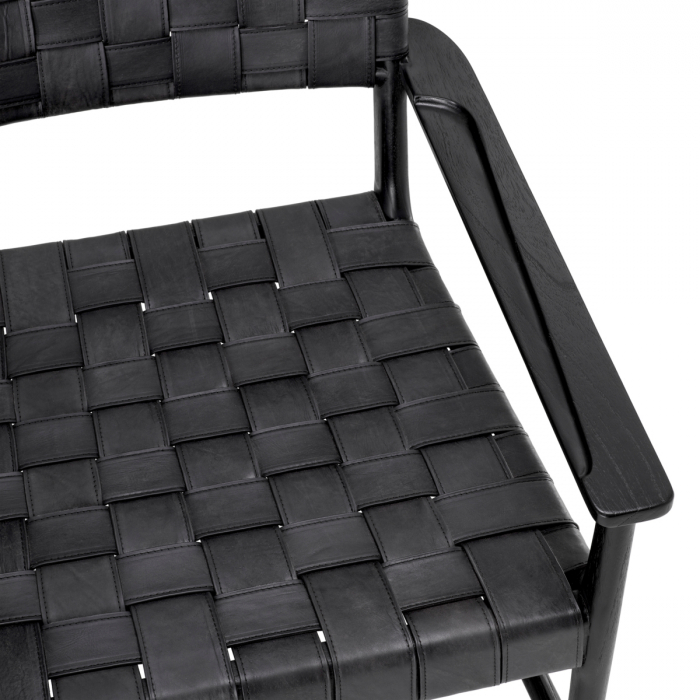 Scaun Tiberio, piele neagra, clasic, negru, Dimensiuni: W. 70 | D. 69.5 | H. 77 | SD. 57 | SW. 56.5 | SH. 40 | AH. 57   [6]