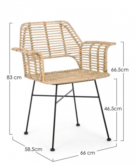 Scaun Tunas, Ratan, Bej, 66x58.5x83 [2]