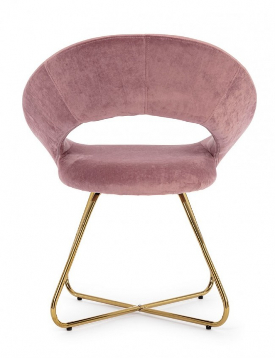 Scaun VANITY, catifea, roz/auriu, 58x69x81cm [4]