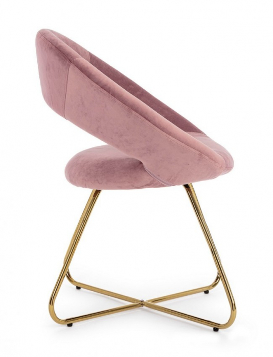 Scaun VANITY, catifea, roz/auriu, 58x69x81cm [5]