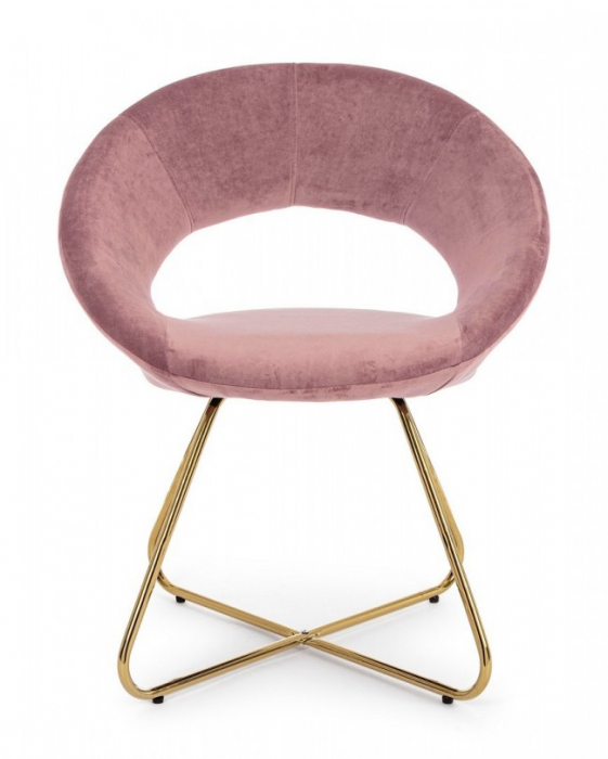 Scaun VANITY, catifea, roz/auriu, 58x69x81cm [3]