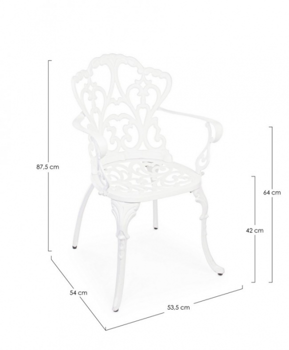 Scaun VICTORIA,  aluminiu, alb, 57.5x58x87.5cm [2]