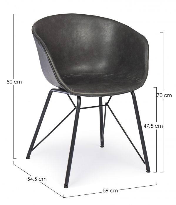 Scaun Warhol, Otel/Piele sintetica, Negru, 59x54.5x80 cm [6]
