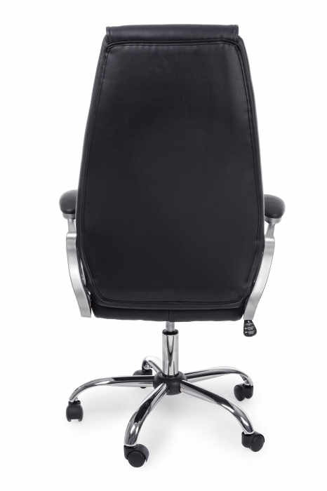 Scaund de birou Camberra, Otel/Piele ecologica, Negru, 55x61x118/128 cm [5]