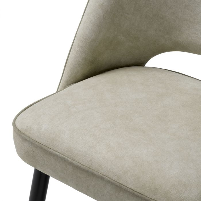 Scaune dining, Cliff, textil Mayer silver | picioare cu finisaj negru și alamă, W. 53 | D. 56 | H. 84 | SD. 42 | SH. 51.5 cm, set de 2 [6]