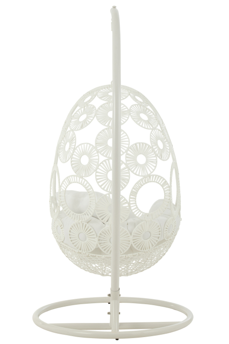 Scaune suspendat cu perne, Bula Metal/Stuf, Alb [5]