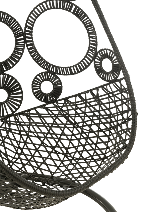 Scaune suspendat cu perne, Bula Metal/Stuf, Negru [7]