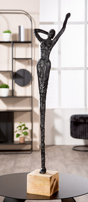 Sculptură, Alive, Lemn de Mango, Polirășină, negru, ecru, PU 1, L. 10 cm, L. 10 cm, H. 77 cm [1]