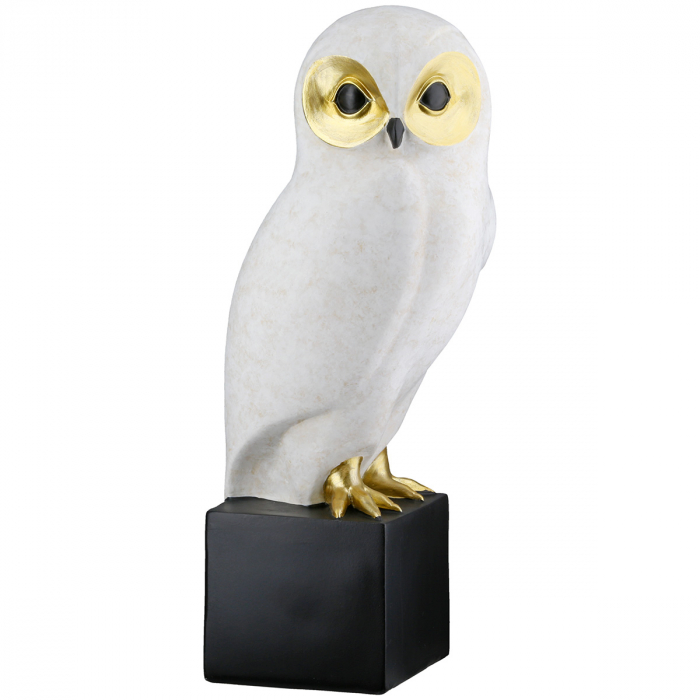 Sculptură, Bufniță, Rășină sintetică, negru, alb, PU 2, 2 asortate, L. 10 cm, l. 12 cm, H 27 cm [3]